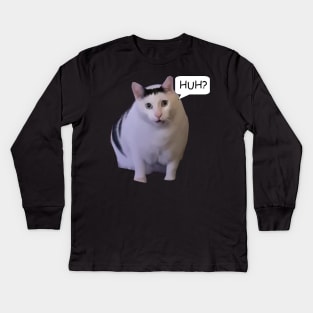 Huh Cat Meme Kids Long Sleeve T-Shirt